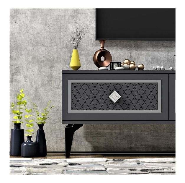 TV stolek/skříňka Mukanu (antracit + stříbrná)