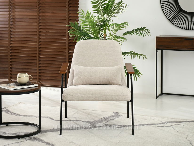 Křeslo Elba (krémová + ořech)