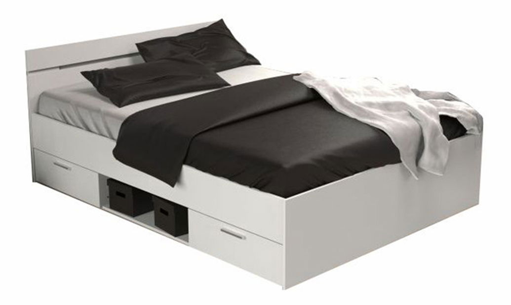 Manželská postel 140 cm Myriam (bílá) (bez matrace a roštu)