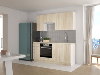 Dolní kuchyňská skříňka Sylrona 80 D 2F BB (bílá + dub sonoma)