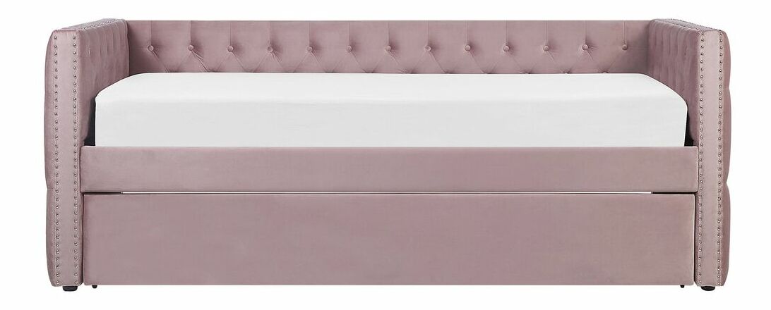 Rozkládací postel 90 cm GENSA (růžová) (s roštem)