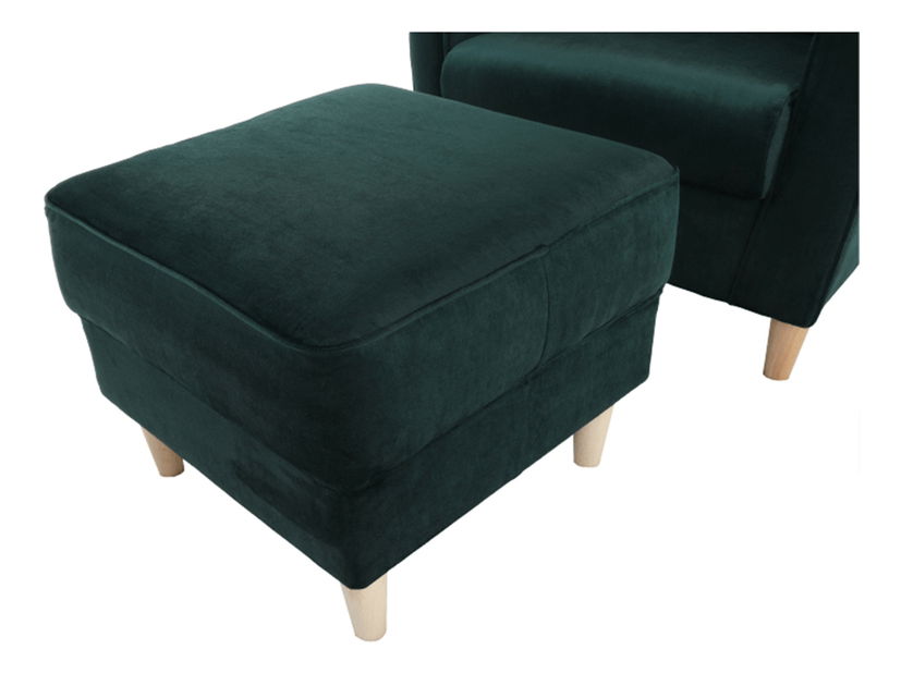 Křeslo ušák s taburetem Aevo (smaragdová)