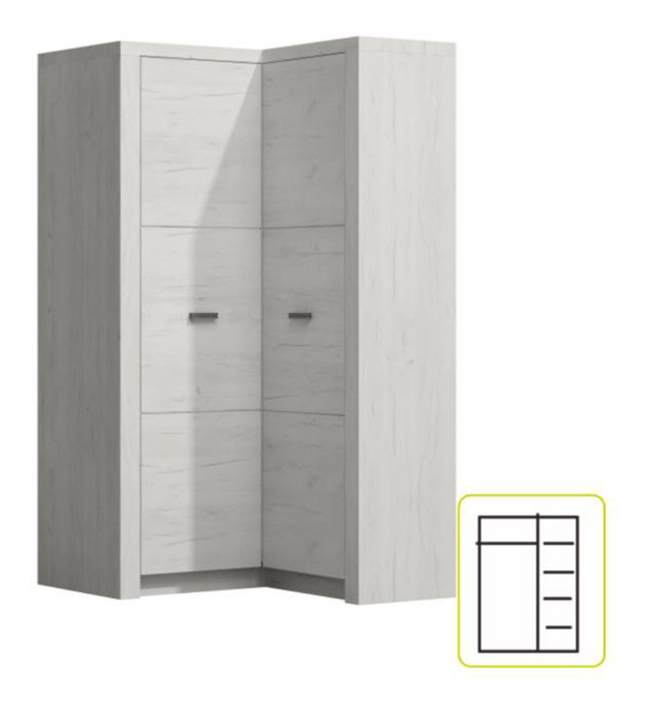 Rohová šatní skříň Inneas 14L (jasan bílý)