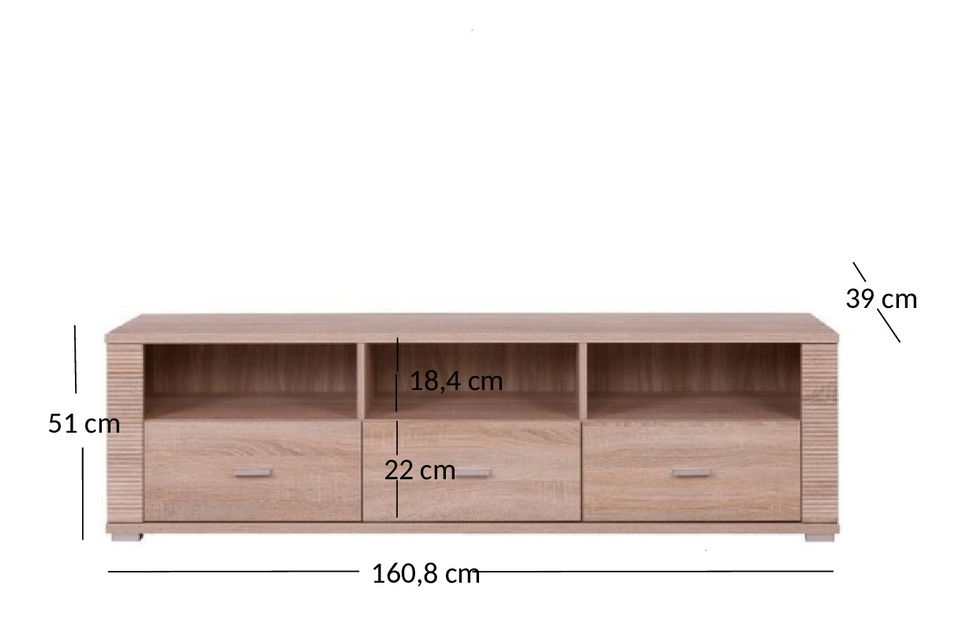 TV stolek/skříňka Gwenn 3S/160 (dub sonoma)