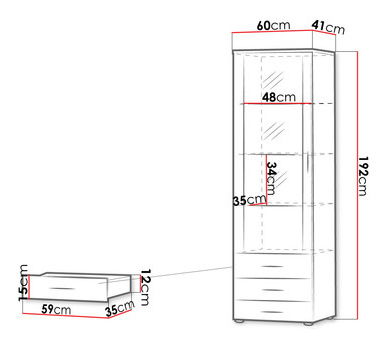 Vitrína Belario B1 (bílá + bílá lesklá)