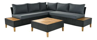 Zahradní ratanový set Malcolm (černá + šedá + přírodní)