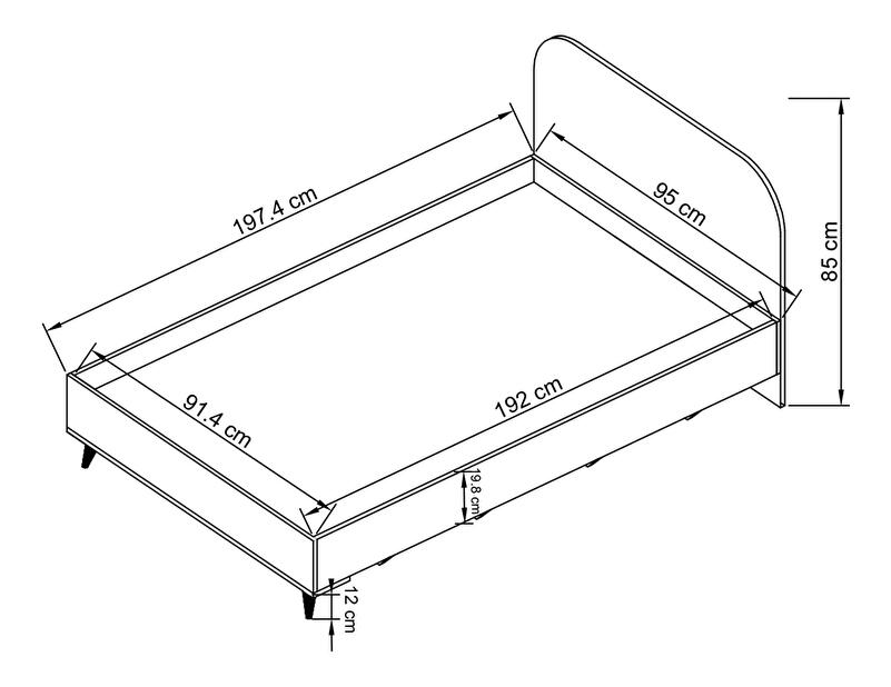 Jednolůžková postel 90 cm Larissa 001 (antracit)