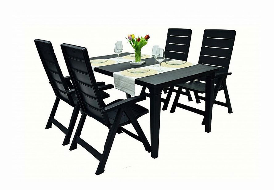 Záhradní sestava Union IV. 1+4 (antracit) (Plast)