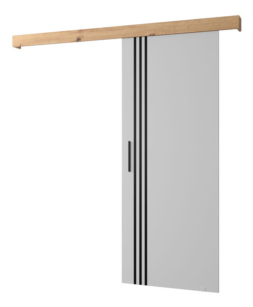 Posuvné dveře 90 cm Sharlene VI (bílá matná + dub artisan + černá)