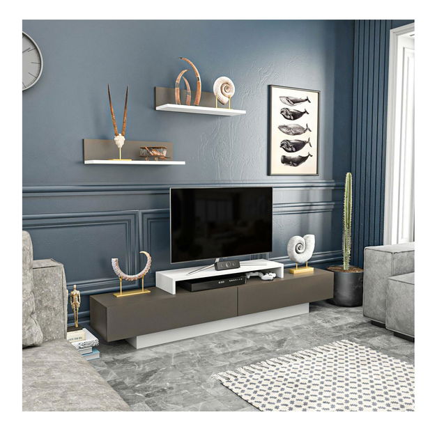 Obývací stěna Lusalona (bílá + hnědá)