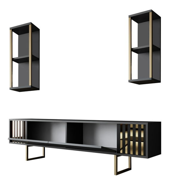 Obývací stěna Golden (antracit + černá)