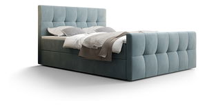 Manželská postel Boxspring 160 cm Macheta Comfort (šedomodrá) (s matrací a úložným prostorem)