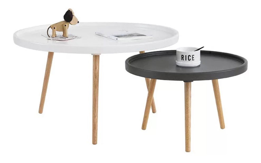 Příruční stolek Sansay (černá + přírodní)