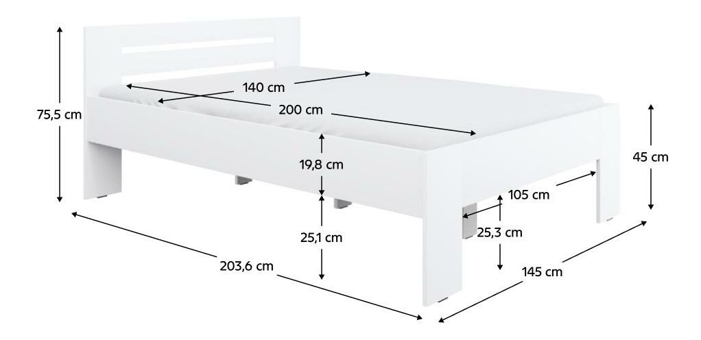 Manželská postel 140x200 cm Boyard (bílá)
