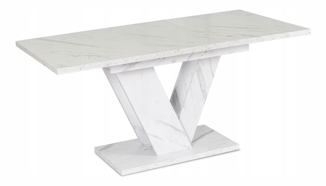 Rozkládací jídelní stůl Comentado (mramor bílý) (pro 4-6 osob)