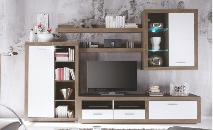 Obývací stěna Cancan New dub sonoma truflový (s osvětlením)