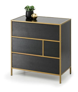 Komoda Soren Kom (černé dřevo + zlatá)
