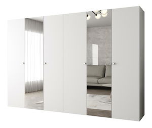 Šatní skříň 300 cm Parna 2 (bílá + stříbrná)