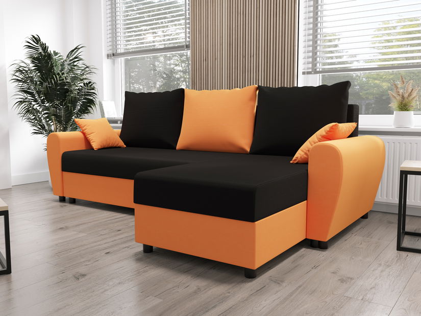 Rohová sedací souprava Fleur L (bílá + černá) (P)