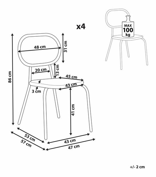 Set 4 ks zahradních židlí Praza (přírodní)