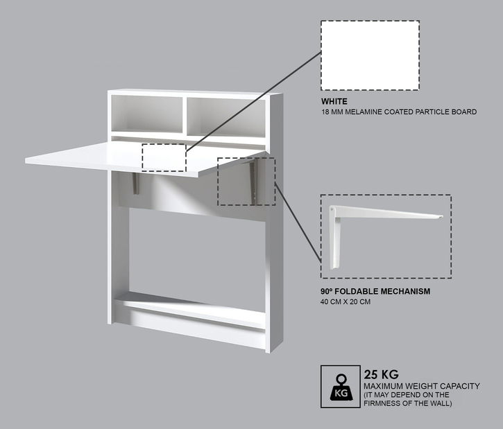 Sklápěcí jídelní stůl Brackie (pro 2 osoby)