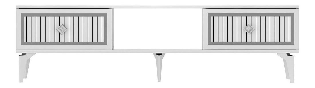 TV stolek/skříňka Kututa 2 (bílá + stříbrná)