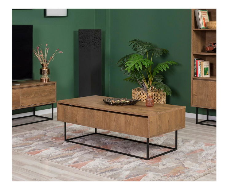 Souprava nábytku do obývacího pokoje Laxi 26 (ořech + černá)