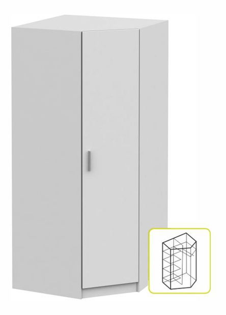 Rohová šatní skříň Izetta Typ 3 (bílá