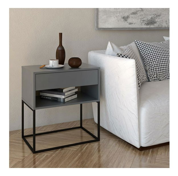 Noční stolek Autor (grafit + černá)