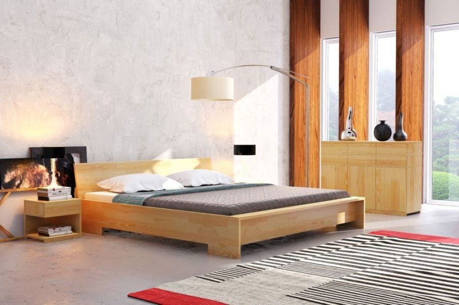 Manželská postel 200 cm Naturlig Lekanger High BC (borovice) (s roštem)