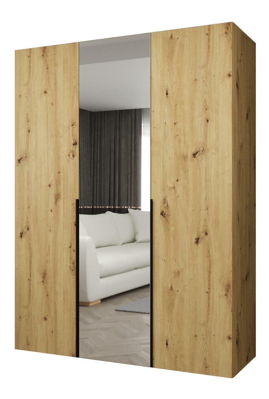 Šatní skříň 150 cm Alice 2 (dub artisan + černá)