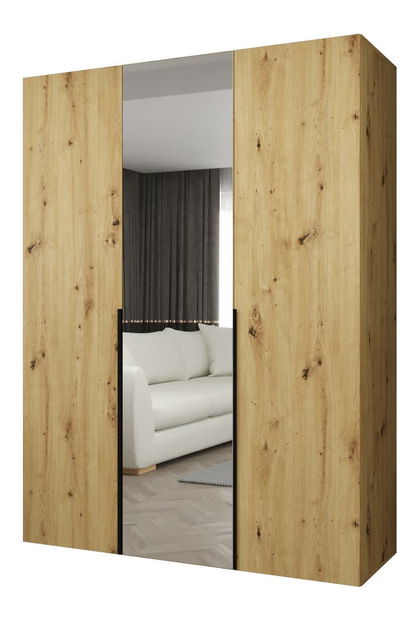 Šatní skříň 150 cm Alice 2 (dub artisan + černá)