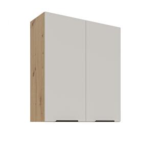 Horní dvoudveřová kuchyňská skříňka Sayla 80 G-90 2F (kašmír + dub artisan)