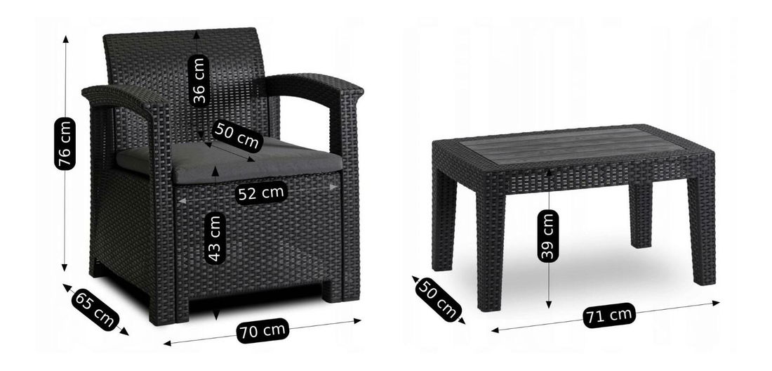 Zahradní set Buenos (tmavě šedá) (pro 5 osob)