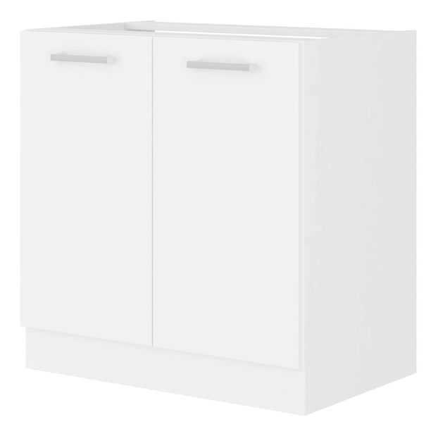 Dolní kuchyňská skříňka pod dřez Edris 80 ZL 2F BB (bilá)