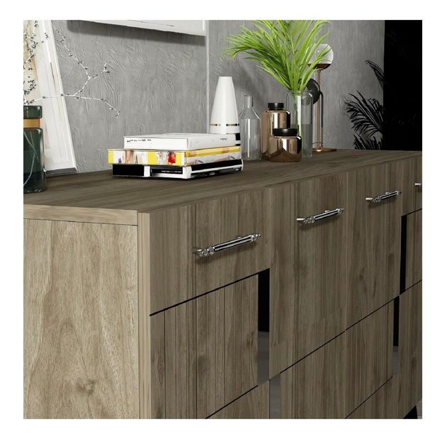 Skříňka Lotoka 2 (ořech + stříbrná)