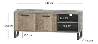 TV stolek/skříňka Bennie (šedá + dub pískový)
