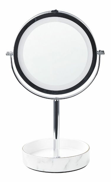 Kosmetické zrcadlo Shevaun (stříbrná + bílá) (s LED osvětlením)