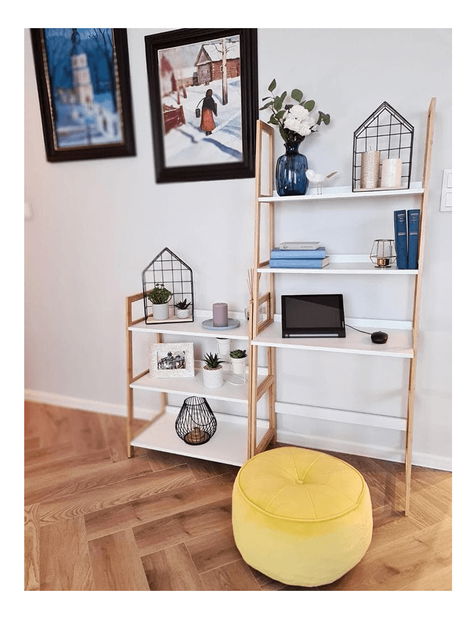 Regál Keon 1 (bílá + přírodní)