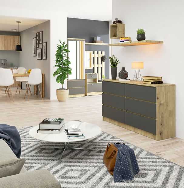 Komoda Keanu (dub artisan + šedá)