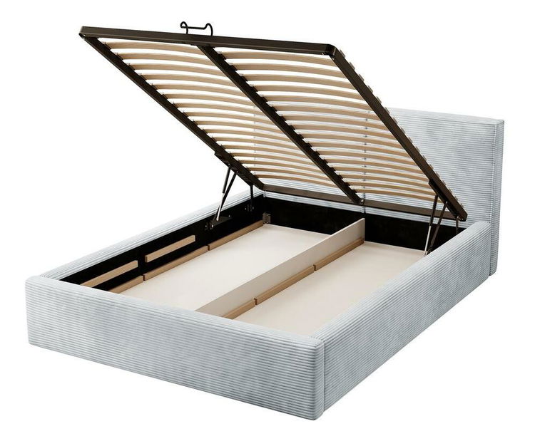 Manželská postel 140 cm Fatime (s roštem) (s úl. prostorem) (světle šedá + černá)