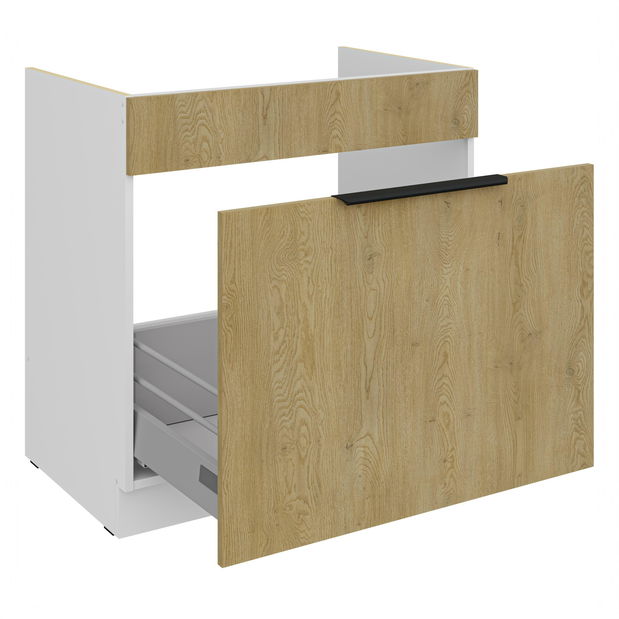 Dolní kuchyňská skříňka pod dřez Carminia 80 ZL 1S BB PREMIUM BOX (dub cremona + bílá)