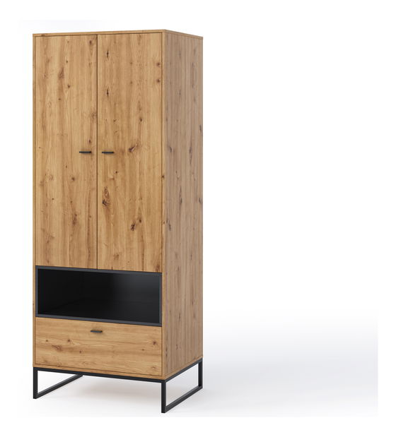 Šatní skříň Oliver SZ2D (dub artisan + černá matná)