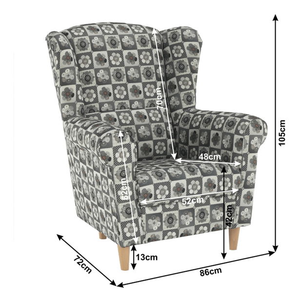 Křeslo ušák Charlie patchwork N1