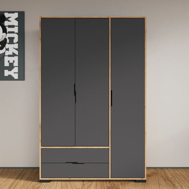 Šatní skříň Roya (dub + antracit)