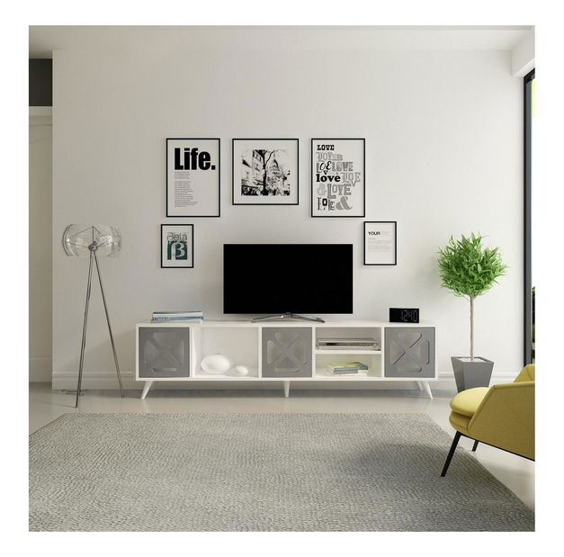 TV skříňka Sinofella (bílá + antracit)