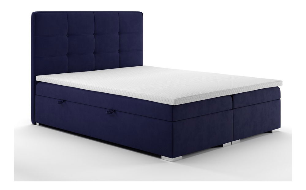 Boxspring postel 140 cm Loty (tmavě modrá) (s úložným prostorem)