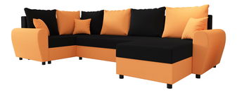 Rohová sedačka ve tvaru U Fleur Long (oranžová + černá) (L)