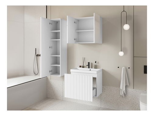 Koupelnový nábytek Dymysos I (dub wotan + bílá) (s baterií Economico BYU 020M a sifonem)