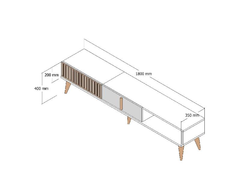  TV stolek/skříňka Tepeve (ořech + bílá)